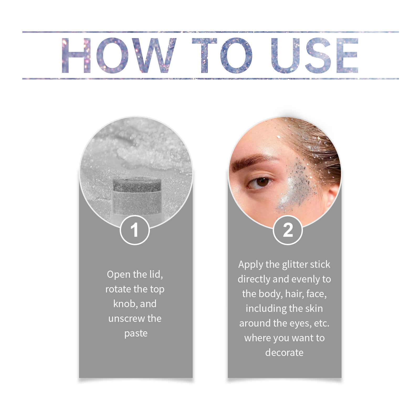 Jaysuing Sequined Glitter Stick (Silver), Party Dance, Performance, Makeup, Face, Body, Collarbone, Highlight And Shine