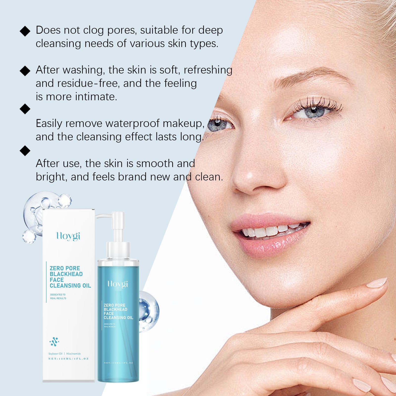 Hoygi Cleansing Oil, Deep Gentle Makeup Remover Soothes Face, Eyes And Lips With Clear And Non-Tight Makeup Remover Oil